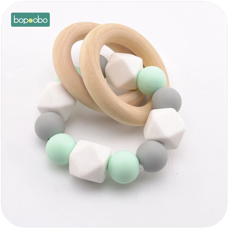 Bopoobo жевательные бусины Безопасный и BPA Бесплатно Силиконовый Прорезыватель многоцветный для кормления Монтессори игрушки Детские