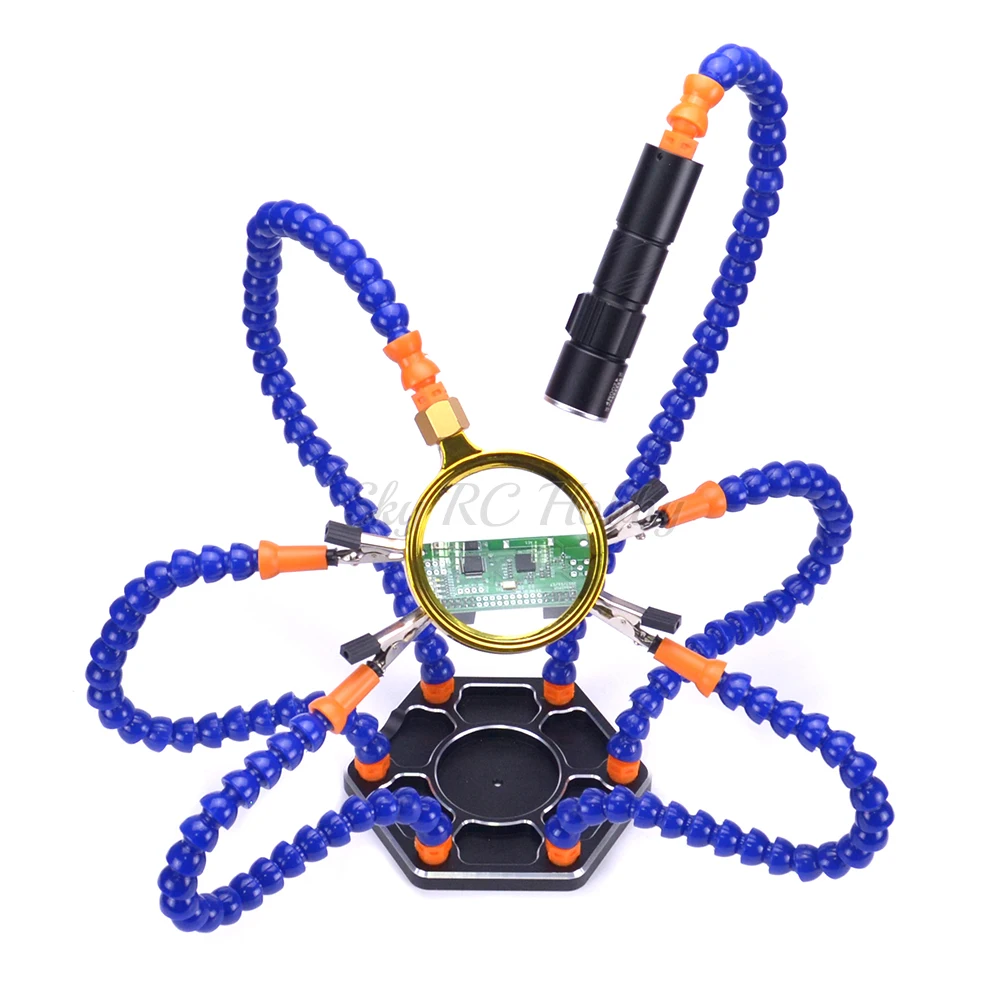 Multi Soldering Helping Hand Third Hand Tool Magnifying USB DC Fan Flashlight Magnifier PCB Welding Repair Station (1)