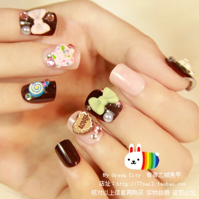 Freeshipping S 025 Berserk Cute Bear Manicure Patch Fake Nails Freeshipping S 025 Berserk Cute Bear Manicure Patch Fake Nails Short Nail