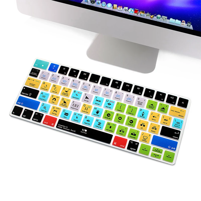 HRH Adobe Premiere Pro CC Shortcuts Silicone Keyboard Skin Keypad Protector For Apple Magic MLA22B/