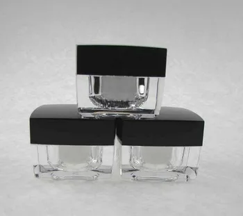 

20PCS 30g white clear square acrylic cosmetics packing bottle with black cover,Cream box / bottle