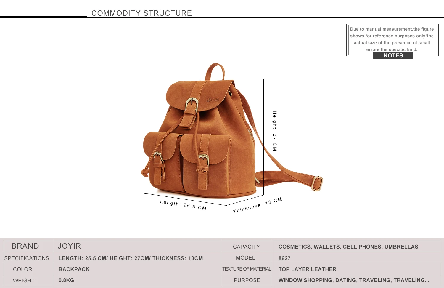 JOYIR Винтажный стильный женский рюкзак форма сумки из натуральной кожи школьная сумка