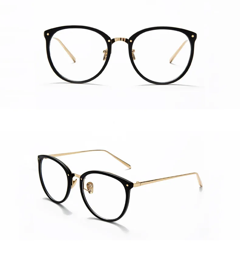 VWKTUUN, винтажные женские очки, оправа, мужские, Золотой Металл, оправа для очков, Ретро стиль, большие прозрачные линзы, очки, оптическая оправа для очков, новинка
