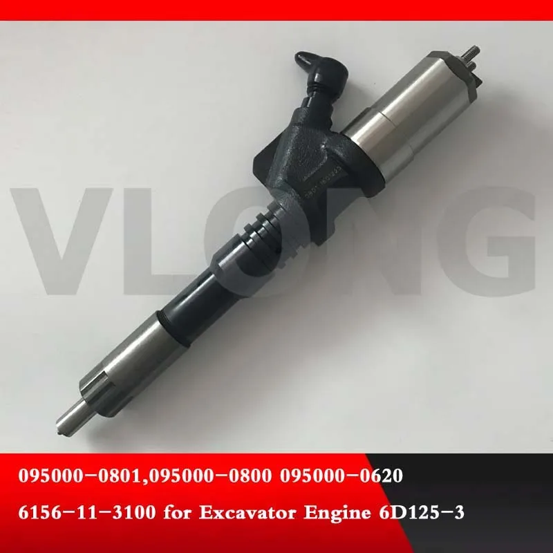 Подлинный и абсолютно дизельный инжектор common rail 095000-0801,095000-0800 095000-0620 6156-11-3100 для экскаватора двигателя 6D125-3