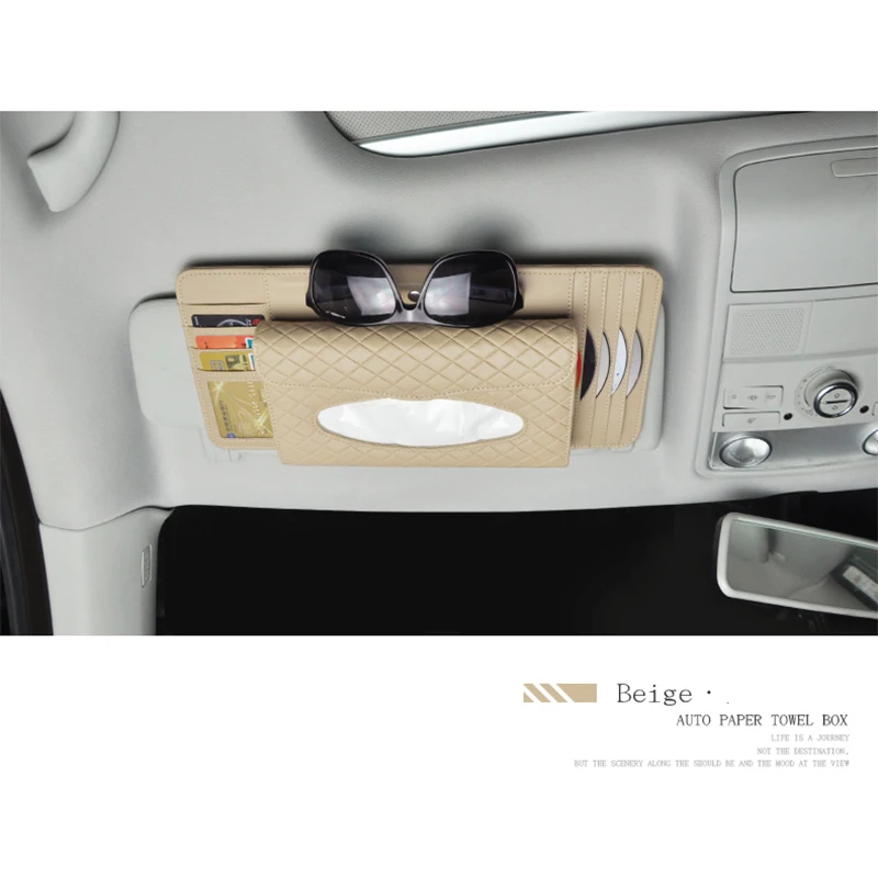 glasses holder with tissue box multifunctional card holder car sun