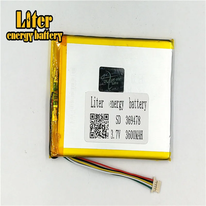 1 0 мм 5pin разъем 369478 перезаряжаемый высококачественный LiPo 3 7 v 3600mAh планшетный ПК