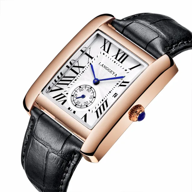 Fashion Men's Women's Quartz Watches rectangular Business Couple watches Genuine Fashion Men's Women's Quartz Watches rectangular Business Couple watches Genuine