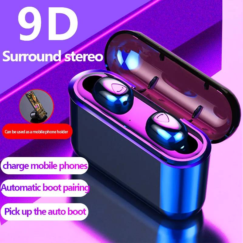 

9D True Wireless Earphone TWS 5.0 Bluetooth In-Ear Headphones Gaming Headsets HI-FI Stereo X9S with 2200mAh Power Bank Earbud