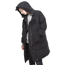 Новая одежда куртки с капюшоном длинное Толстое Зимнее пальто Мужская однотонная парка модное пальто верхняя одежда