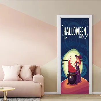 

Witch Poison New 3D Horror Door Sticker Removable Halloween Party Decoration Living Room Decor DIY Festival Poster