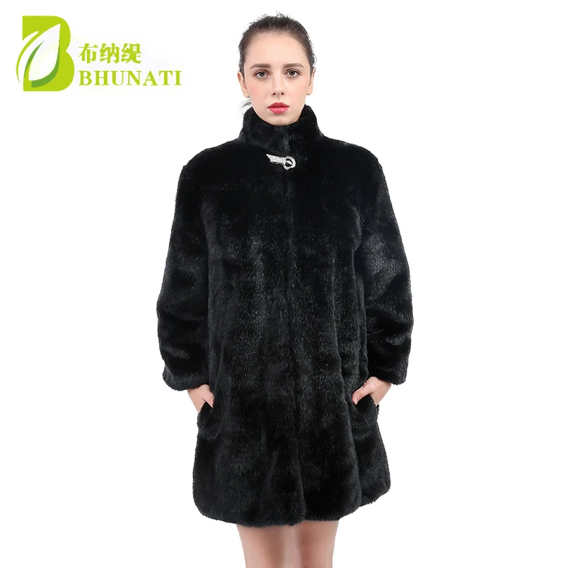 

BHUNATI Winter Thick Warm Women Faux Fur Coat Mandarin Collar Artificial Fur Coat Faux mink Fur Ladies Coats Female