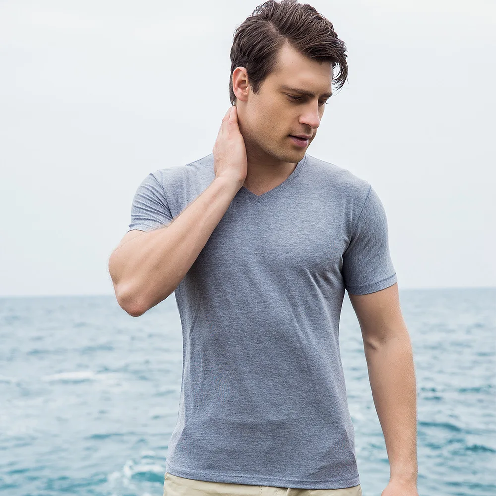  Fashion 2018 Summer 100% Cotton Breathable Pure Color T Shirt Men Short Sleeve Casual Male Tops Brand Clothing High Quality (13)