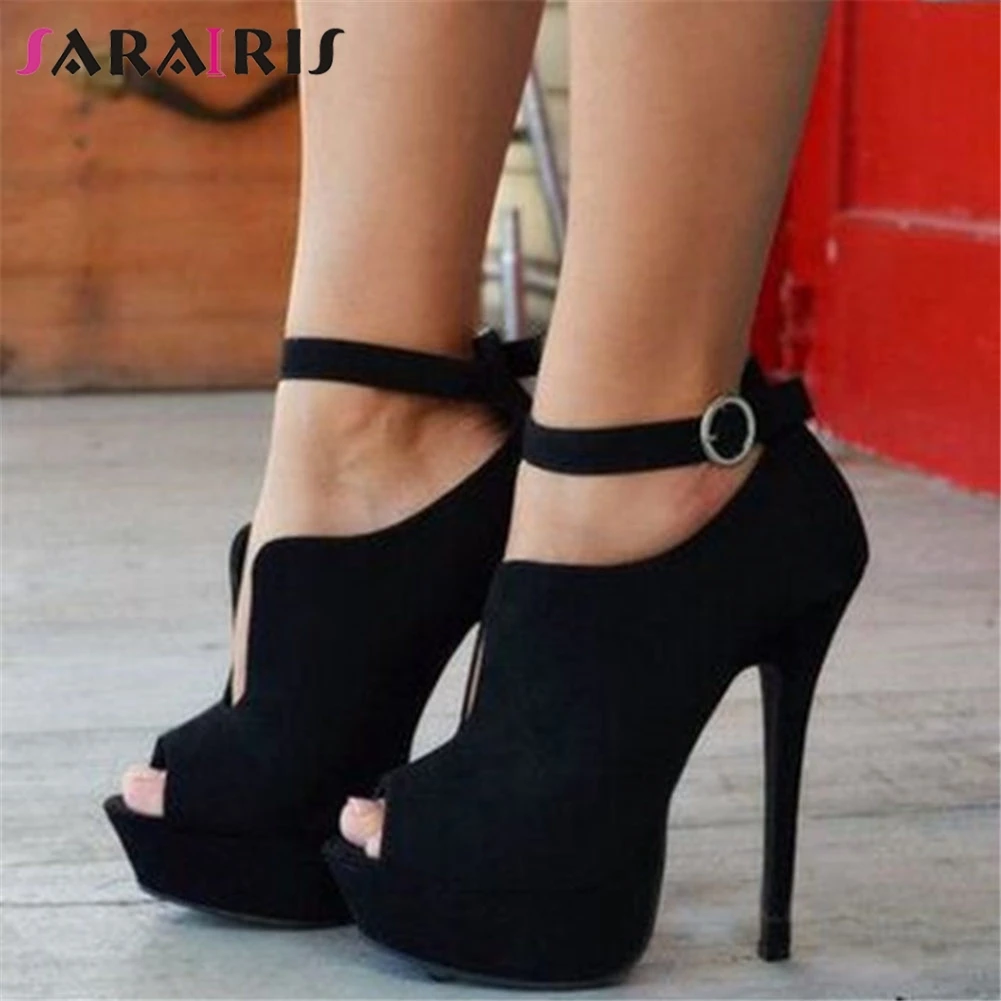 

SARAIRIS Brand New Big Size 47 Sexy High Heels Shoes Sandals Top Quality Platform Lady Summer Party Peep Toe Pumps Shoes Woman
