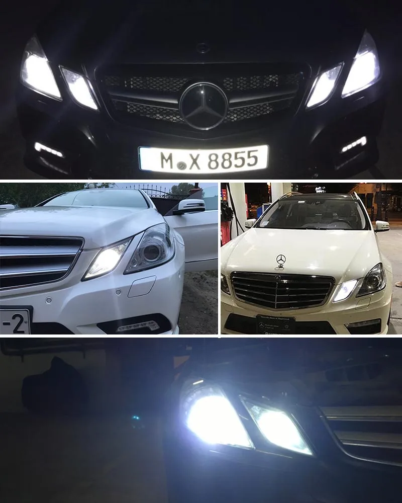 2) 6000K HID соответствующий ксенон белый светодиодный для 10-13 Mercedes W212 e-класс E350 E550 E63 AMG Pre-LCI габаритные огни DRL 12V