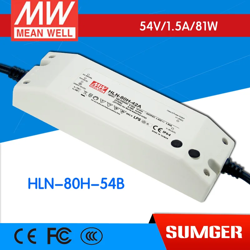 

1MEAN WELL original HLN-80H-54B 54V 1.5A meanwell HLN-80H 54V 81W Single Output LED Driver Power Supply B type