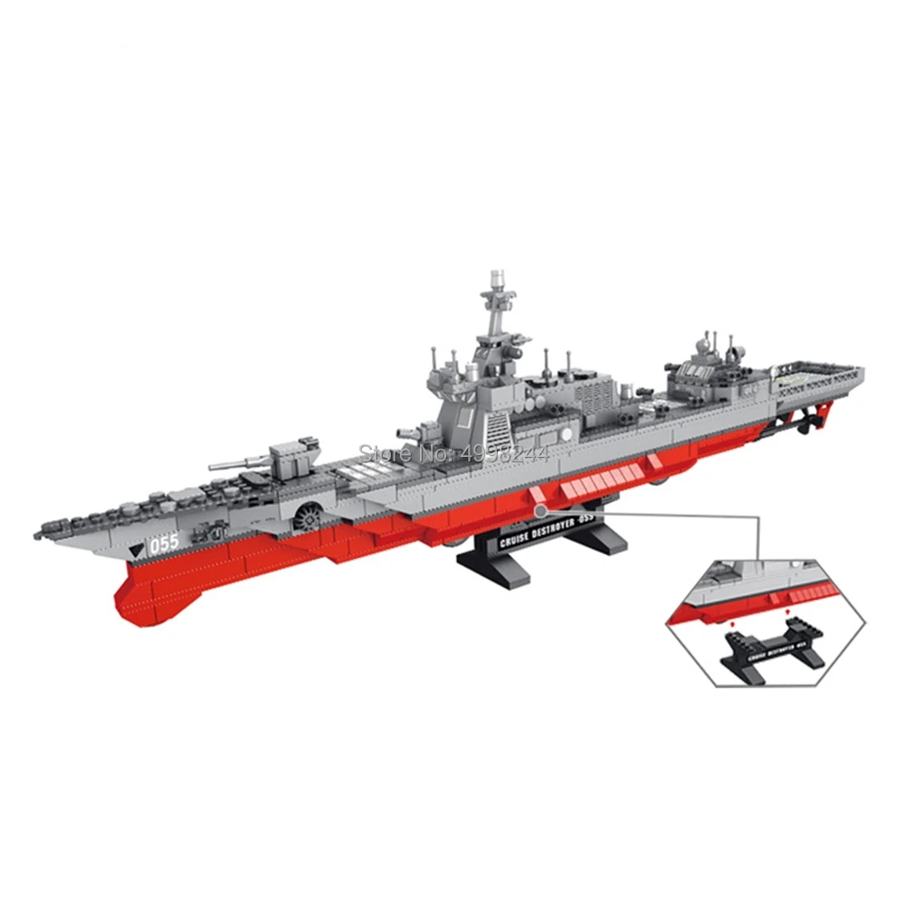  1046pcs 8in1 055 military army warship guided missile destroyer building blocks Bricks Toy | Игрушки и хобби