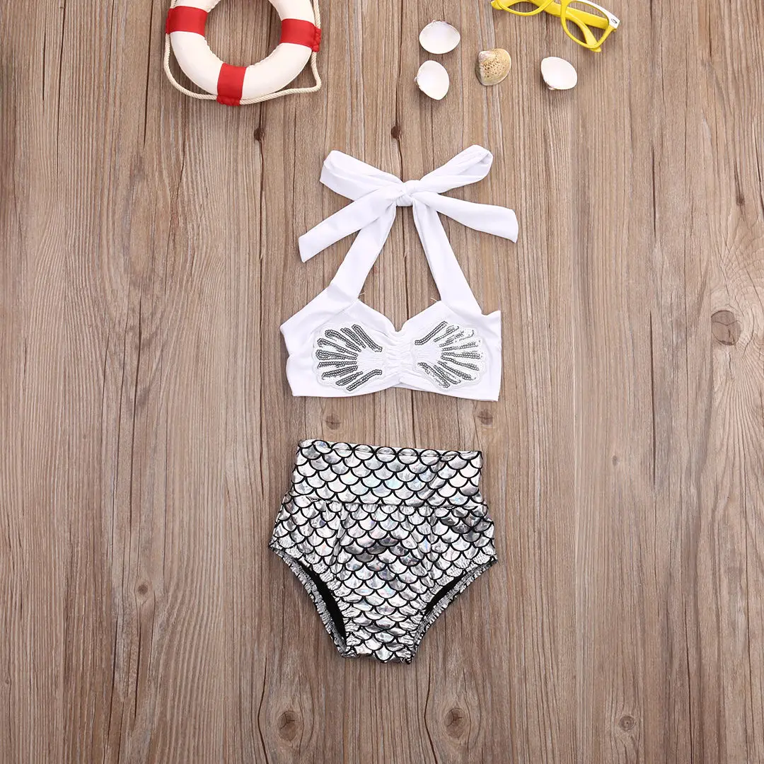

Cute Baby Girl Summer 2Pcs Bikini Set Fashion Toddler Fish Swimwear Kids Mermaid Swimsuit Infant Bathing Sets