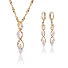 MxGxFam Золото Цвет 18 К комплект ювелирных изделий для женщин(кулон ожерелье и серьги) Высокое качество CZ камень овальный