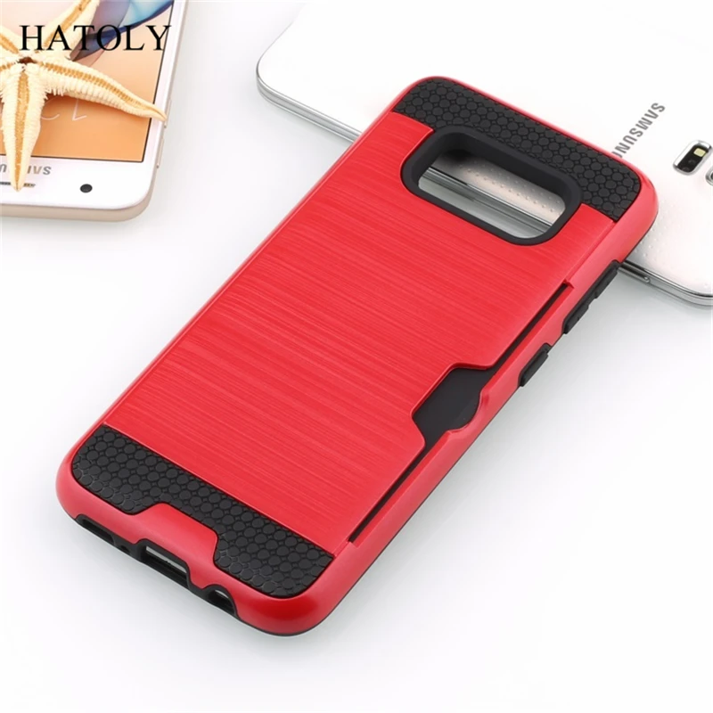 HATOLY Case For Samsung Galaxy S8 G9500 5.8&quot Brushed Armor Silicon Rubber Hard Phone Cover for with Card Slot |