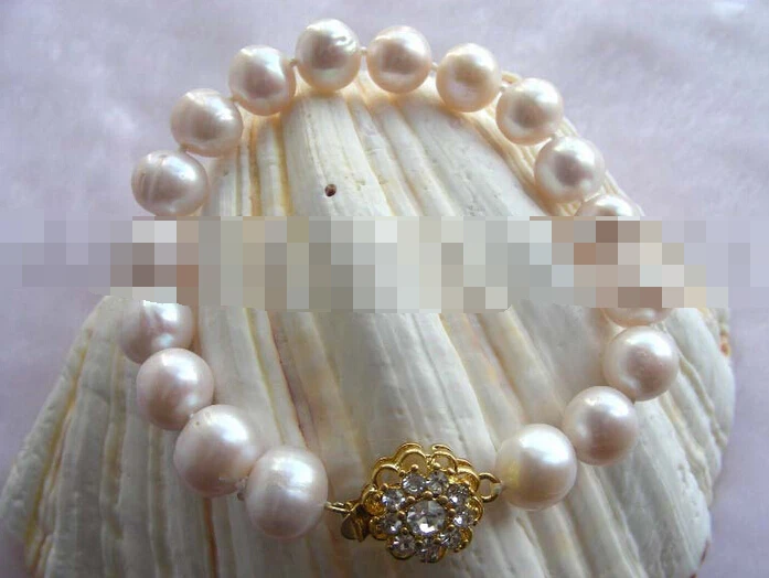

free shipping 09446 White Round Pearl Bracelet Zircon