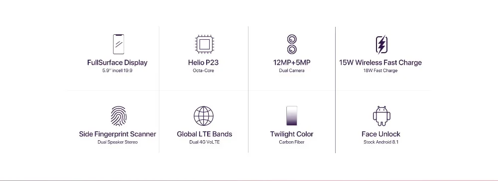 UMIDIGI One Pro 5,9 " Андройд 8,1 мобильный телефон беспроводная зарядка 15W 4 ГБ 64 ГБ P23 восьмиядерный смартфон 12MP + 5MP двойной 4Г NFC глобальная версия