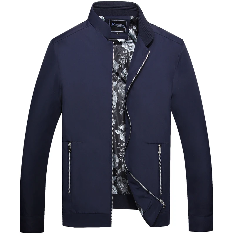 Spring Autumn Male Classic Jacket New Zipper Solid Stand Collar