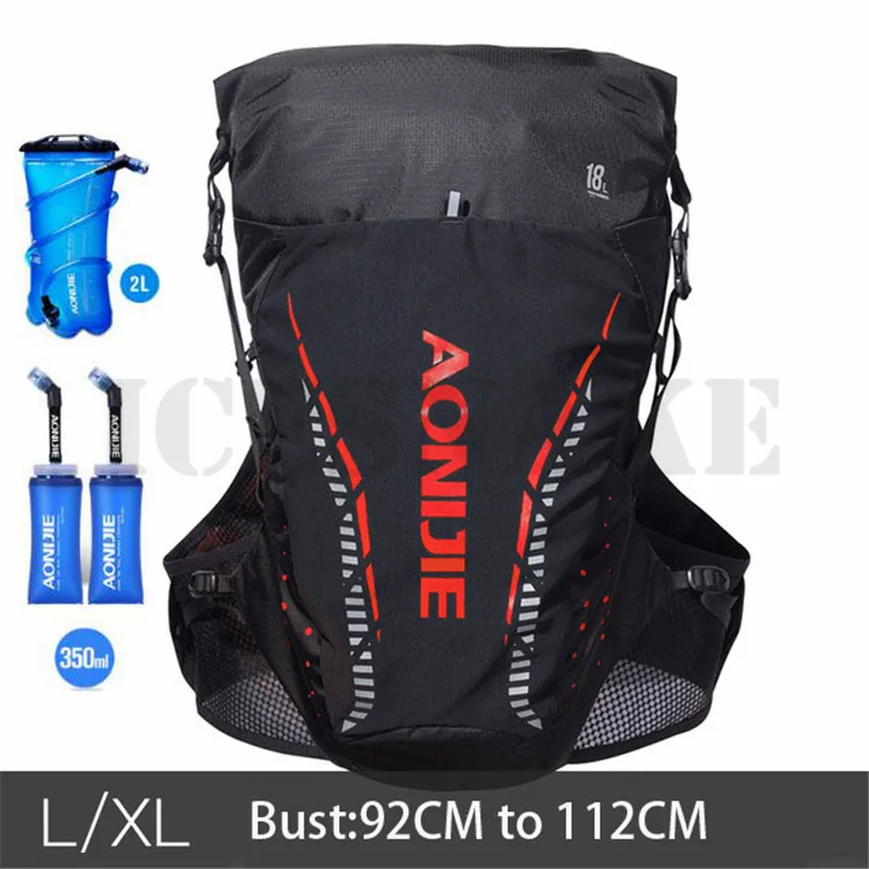 AONIJIE 18 LOutdoor легкий гидратации рюкзак сумка жилет пеший Туризм Кемпинг бег марафон для 2L мочевого пузыря - Цвет: LXL Black Red Set 3