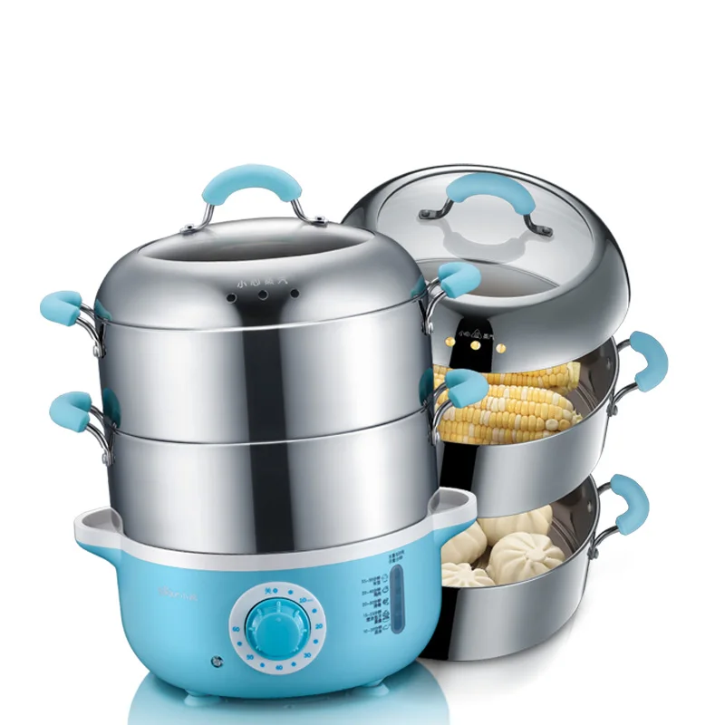 

Bear Multifunction Home Electric steamer 2 layer 304 stainless steel High capacity timing Mini Electric steamer Steamed dishes