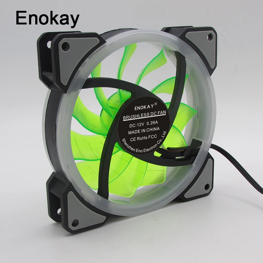 Enokay 120 مللي متر وحدة معالجة خارجية للحاسوب سوبر الصمت مروحة مع الصمام أضواء الكمبيوتر PC حالة مروحة تبريد امدادات الطاقة
