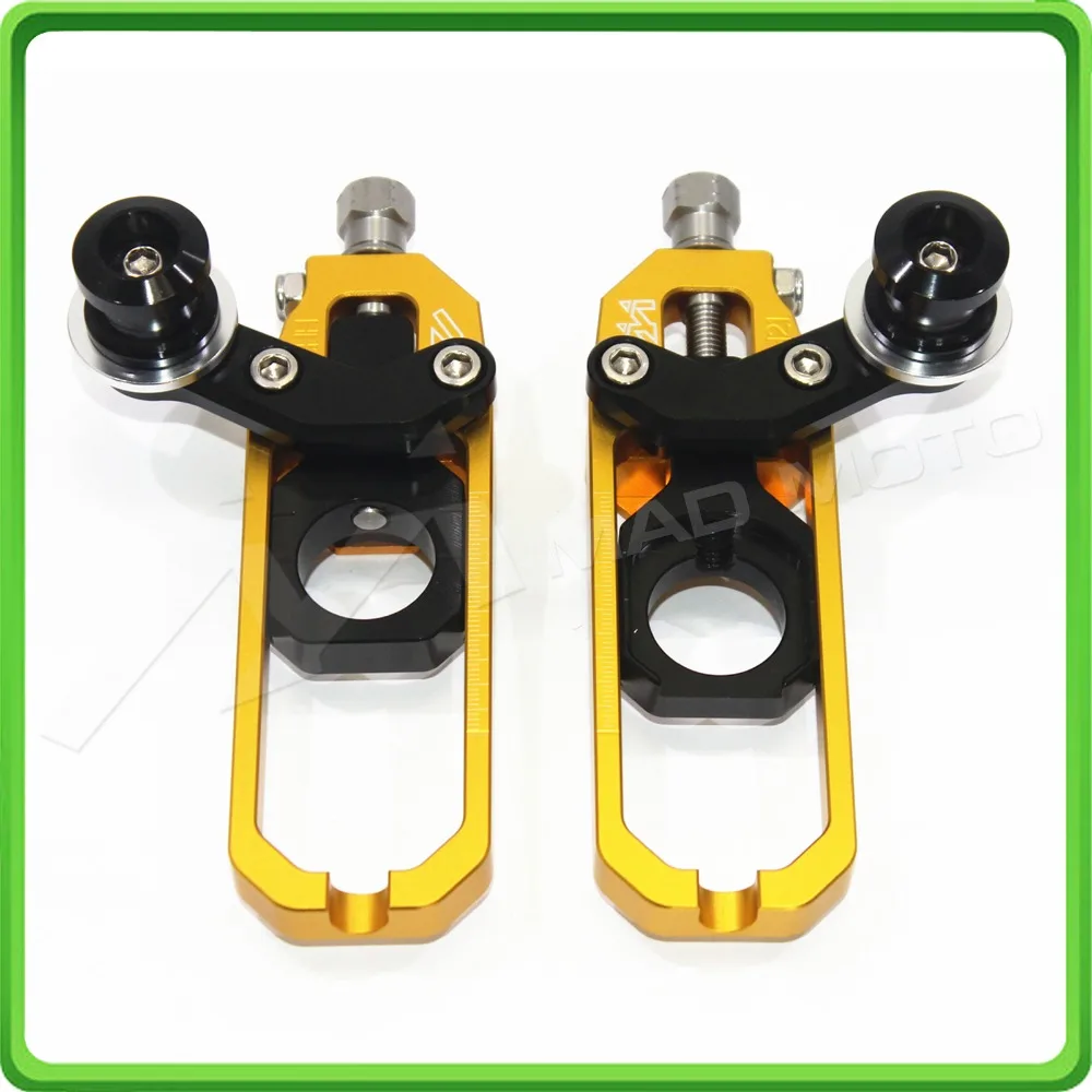 

Motorcyclr Chain Tensioner Adjuster with spool fit for KASAWAKI Ninja ZX10R ZX-10R 2011 2012 2013 2014 2015 Gold&Black