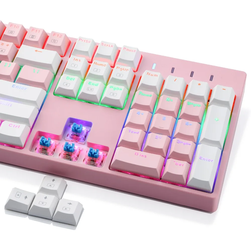 PBT Mechanical Gaming keyboard using cherry mx Pbt doubleshot keycaps 9 Colour LED Backlit 104 Keys Blue switch X8100