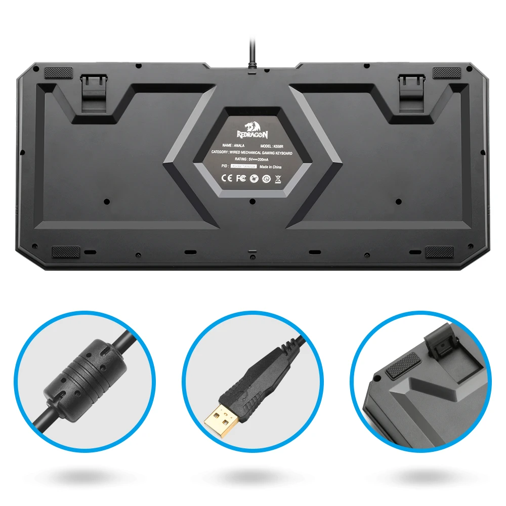 Redragon K558 Радужная USB Механическая игровая клавиатура эргономичная светодиодная