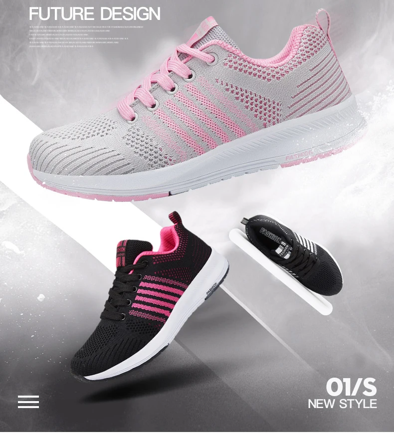  RECOISIN 2019 Autumn Sneakers Women Sport Shoes For Woman Lightweight Mesh Running Black Pink Walking Jogging Female Sneakers  (1)