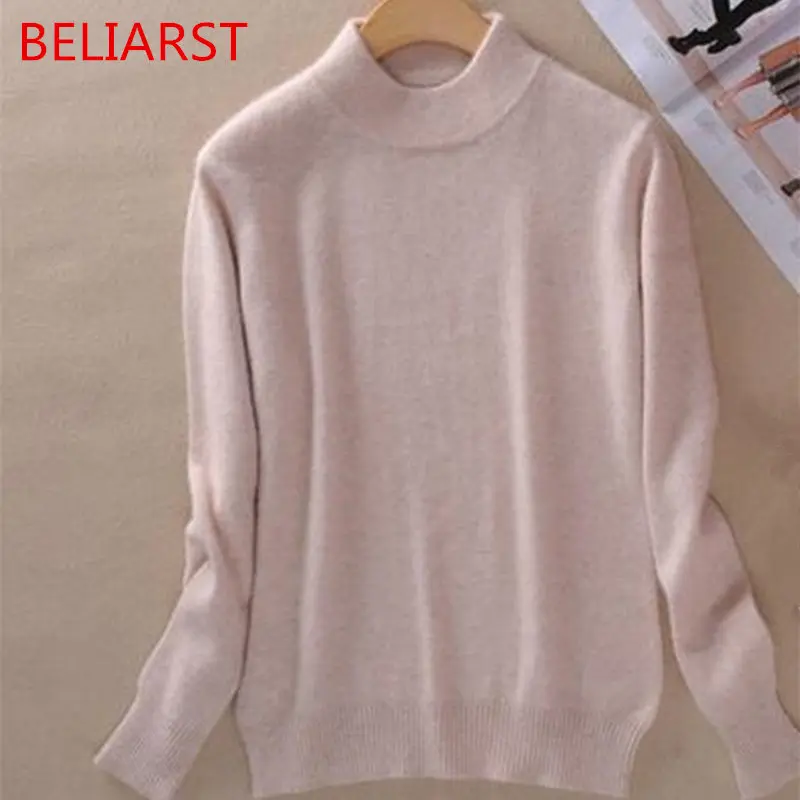 BELIARST New Brand Women Sweater Wool sweater Large Size Thin Pink Pullover Femme 2XL Main Cashmere Knitted Sweater Women