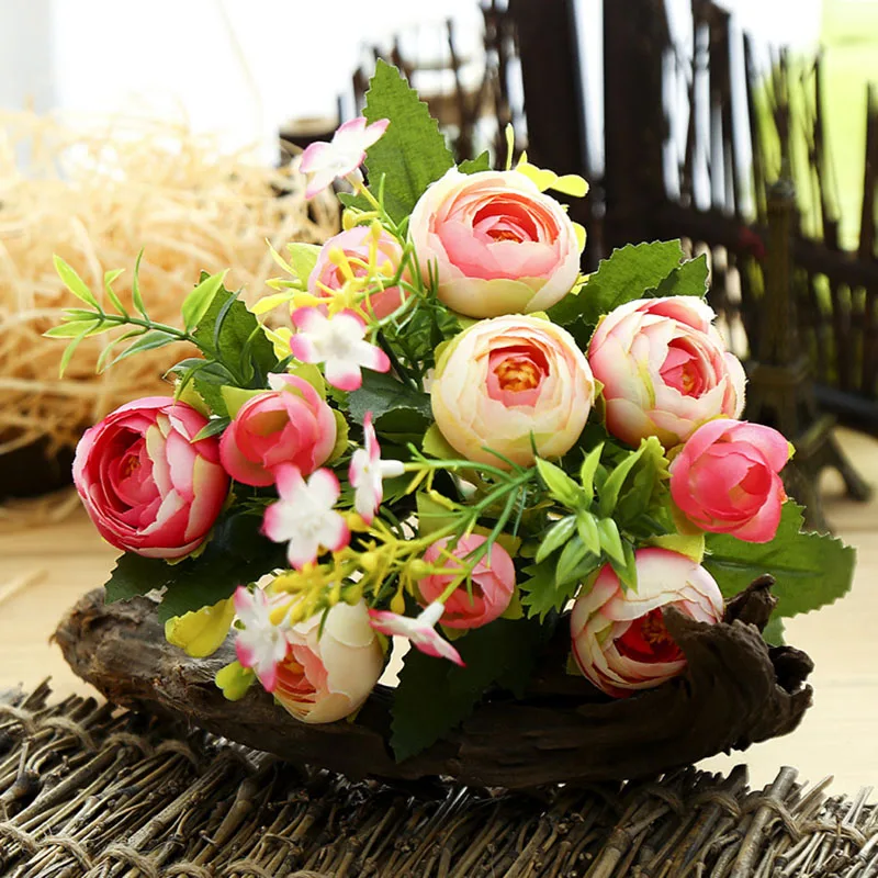 

6 Heads Rose Artificial Flowers Fake Silk Lilac Artificial Bouquet Wedding Party Flowers Rose Floral Bouquet Table Daisy Decor