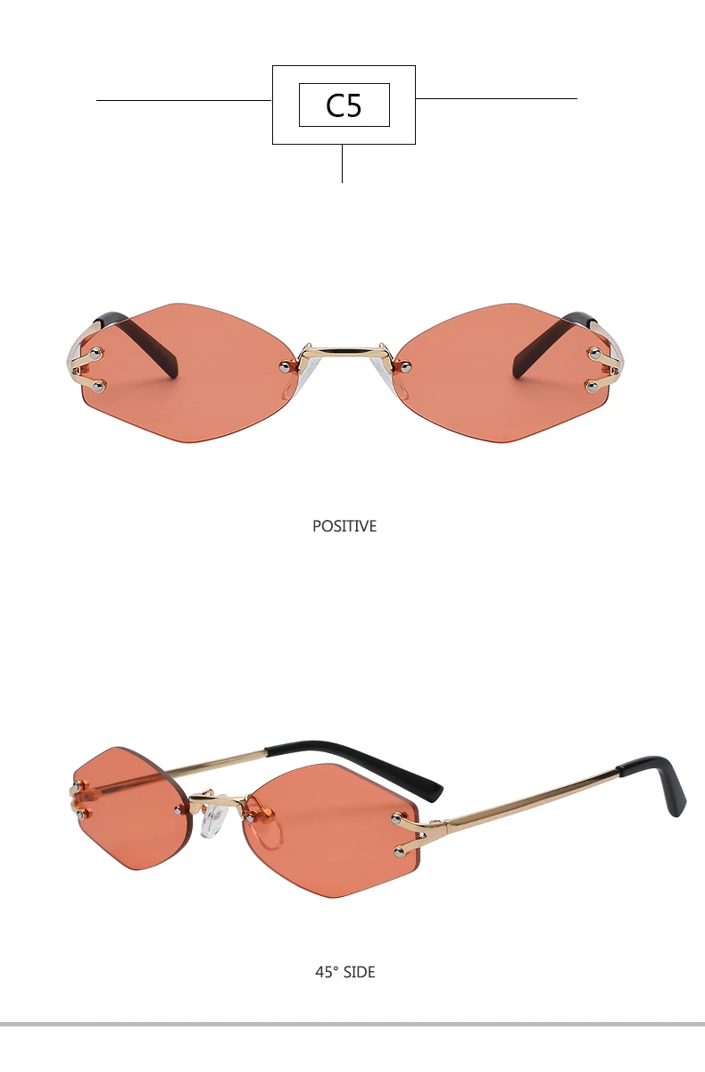 MAX Модные женские очки без оправы с бриллиантами, острые солнцезащитные очки, популярные мужские прозрачные желтые линзы, UV400