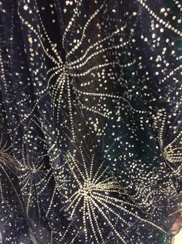 

ZH-122817 African French Lace Fabric High Quality African Tulle Lace Fabric with Glued glitter sequins