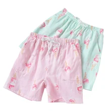 Новые летние женские для сна, низ комфорт газовые хлопковые шорты стильная футболка с изображением персонажей видеоигр с цветочным принтом Пижамные шорты мягкая Свободная Домашняя одежда