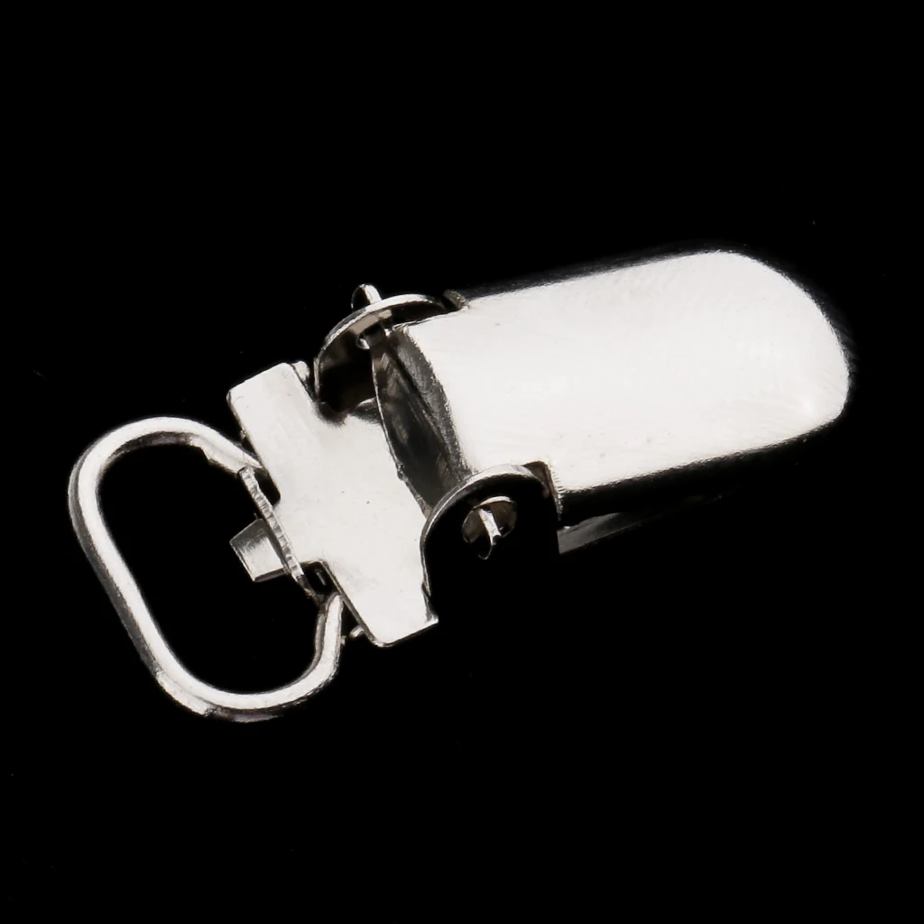 20pcs Metal Baby Pacifier Clips DIY Suspender Silver Tone Closures Clips for Making Pacifier Holders Bib Clips Toy Holder