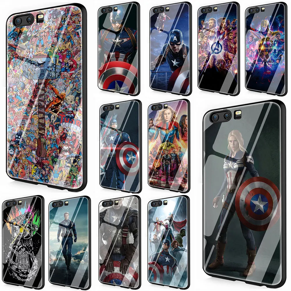 

Marvel The Avengers Infinity War Tempered Glass Cover Case for Huawei P10 P20 P30 Mate 20 Honor 9 10 Lite Pro 7A 8X P Smart