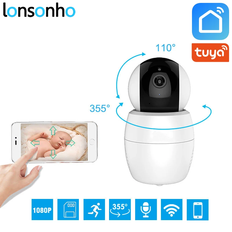 Lonsonho Беспроводная умная Wifi ip-камера 1080P 2MP Tuya умная жизнь двухстороннее аудио ночного видения датчик движения умный дом безопасности