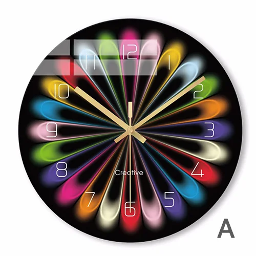 Красочный креативный Радужный кварцевые настенные часы Современный фантастический абстрактный художественный стиль настенные часы для домашнего декора - Цвет: A