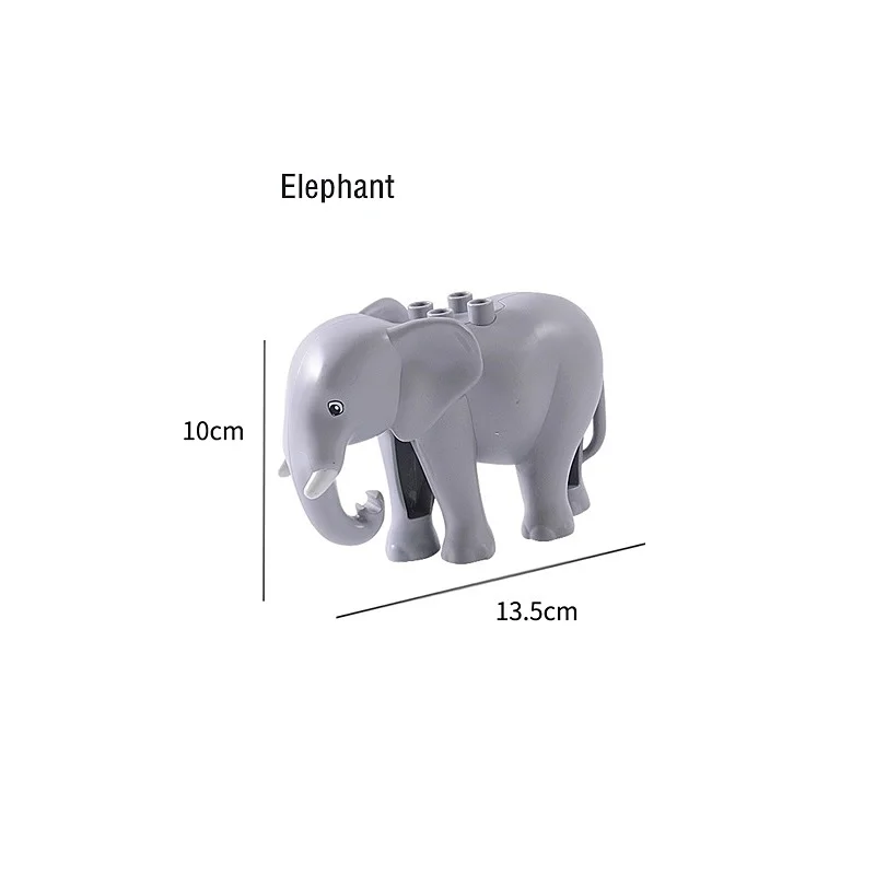 Серия моделей животных, строительный блок, большие кирпичи, модель животного, строительный блок, детская развивающая игрушка, совместимая с блоками Duploe - Цвет: elephant