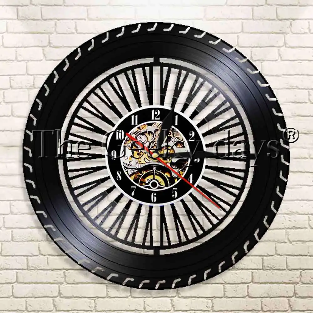 1Piece Mechanic Service Car Wheel Vinyl Record Wall Clock Car Service