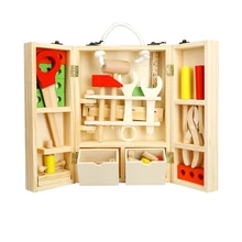 BOHS Carpinteiro Construção Caixa de Ferramentas Menino da Criança de Madeira Brinquedo Pretend Play Kits Modelo de Construção, 30*20*8 cm