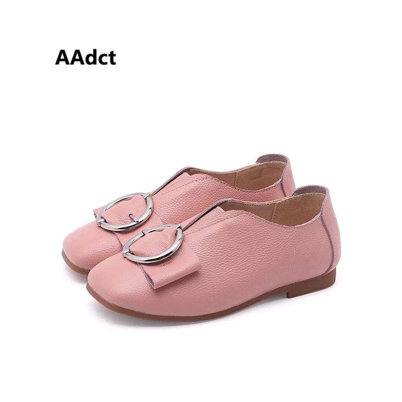 

AAdct 2018 Autumn school Leather Girls shoes Flats Princess soft sole children shoes High quality non-slip kids shoes