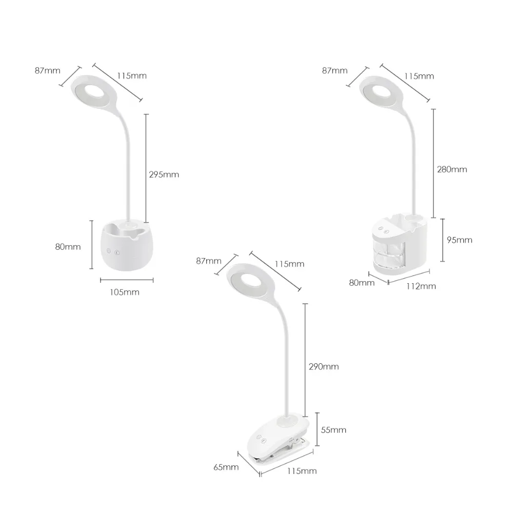 Прикроватный книжный светильник s светодиодный светильник для чтения USB перезаряжаемая Настольная лампа с регулируемой яркостью сенсорный контрольный Настольный светильник с держателем для ручек