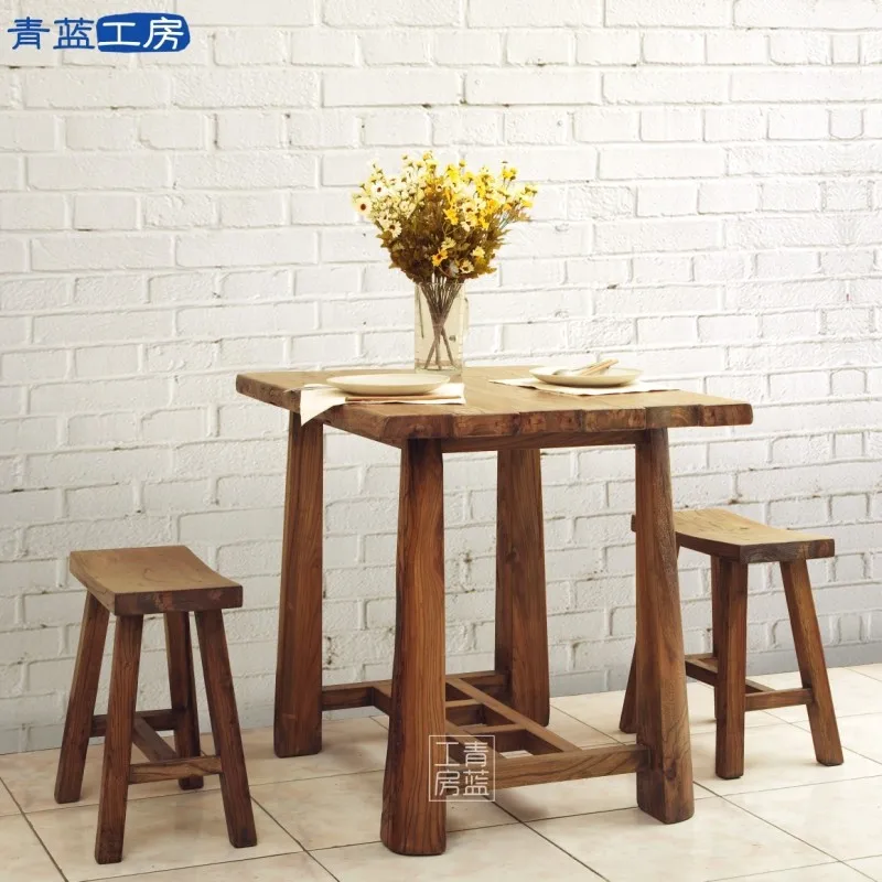 Two Small Dining Table Wood Bit Old American Elm Furniture Rustic