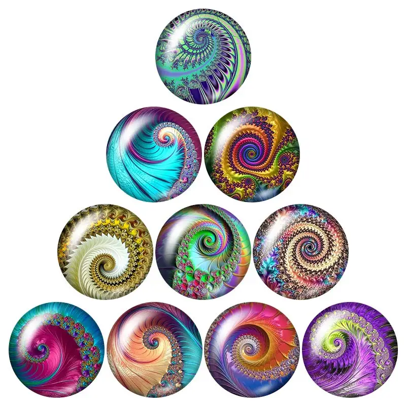 

Beauty Colorful Rotate patterns 10pcs mixed 12mm/16mm/18mm/25mm Round photo glass cabochon demo flat back Making findings ZB0994
