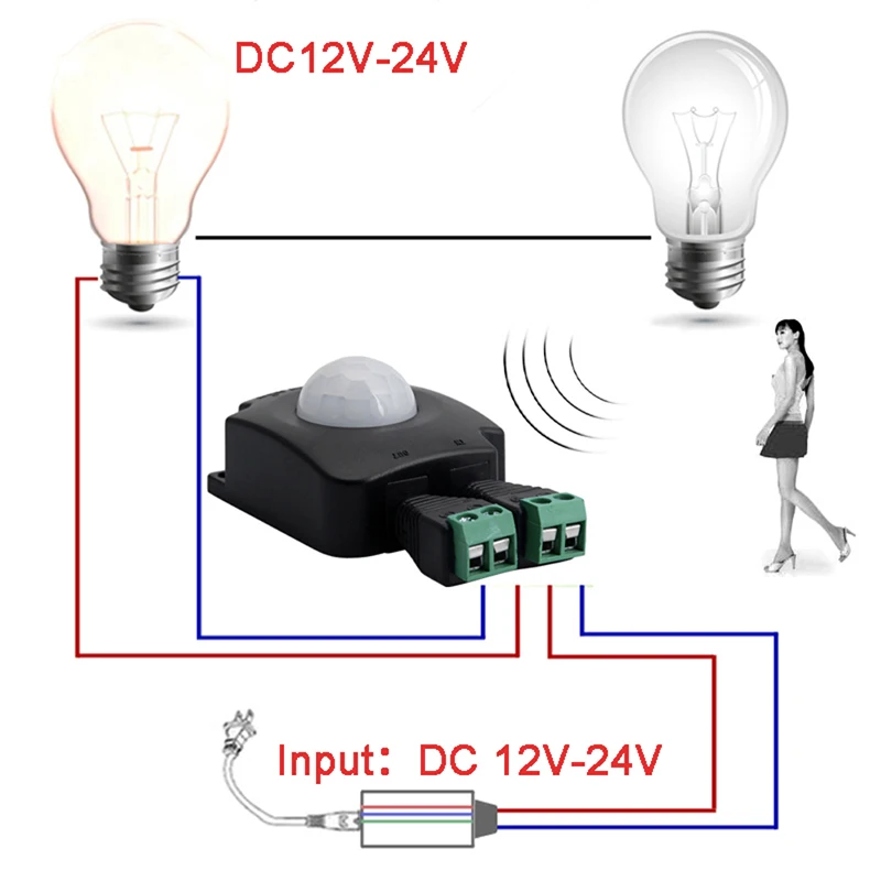 Автоматический DC 12V 24V 10A инфракрасный детектор движения PIR датчик переключатель